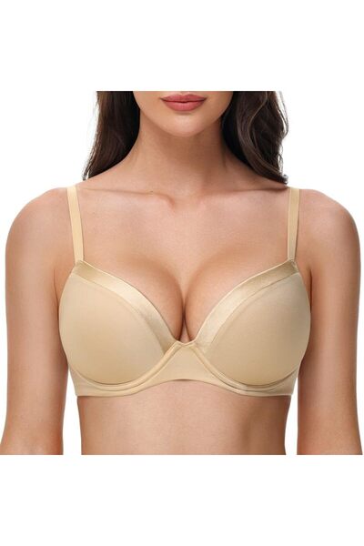 Deyllo Sutien tip T-shirt pentru femei, super push-up, cu armătură, invizibil...