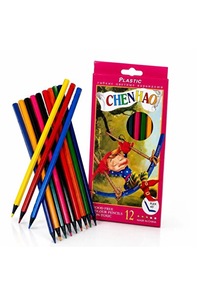 Bsr Top Bottom Set of 12 colored pencils, break-resistant, wood, 17 cm