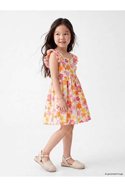 LC Waikiki Original Square Neck Patterned Girl's Dress