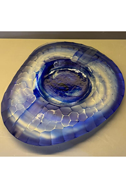 Generic Brand Mrlth-110-1127-1 Blue Translucent Glass Ashtray - 24X21 cm