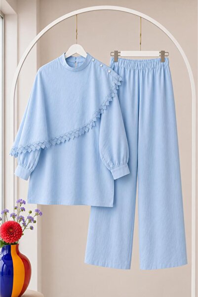 MODA VEDAT Set pantaloni cu detaliu din guipură pentru femei -0700