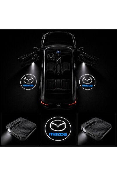 Oto Çizgi Mazda Kapı Altı Logo Projektör Led Işığı 2'li Set Pilli Kablosuz Ka...