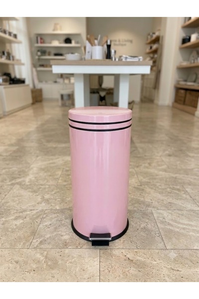 Genel Markalar Krom Pembe Çöp Kovası Amortisörlü Kapak Lüks Model 16lt