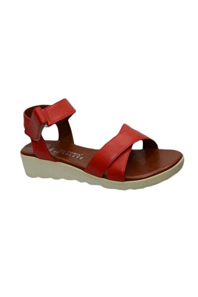 OEM Sanda fashion cu talpa joasa, curele inguste de culoare rosie