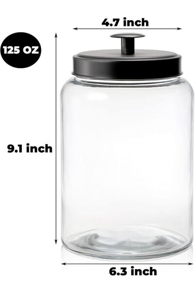 KASTWAVE Large Glass Jars with Metal Lid, 125 OZ Airtight Food Storage Contai...