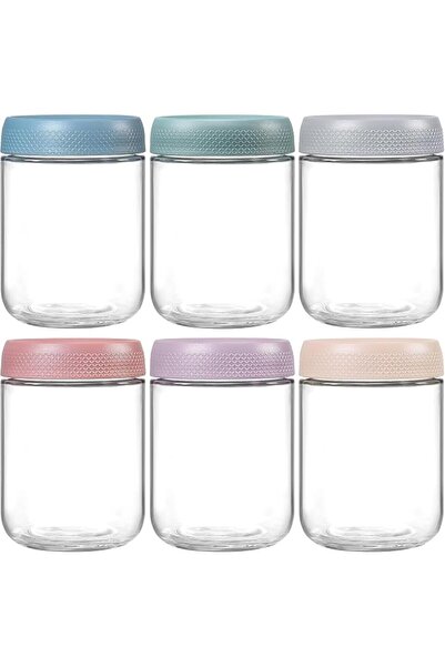 Generic 6-Pack 16 oz Airtight Glass Storage Jars with Lids – Wide Mouth Food ...