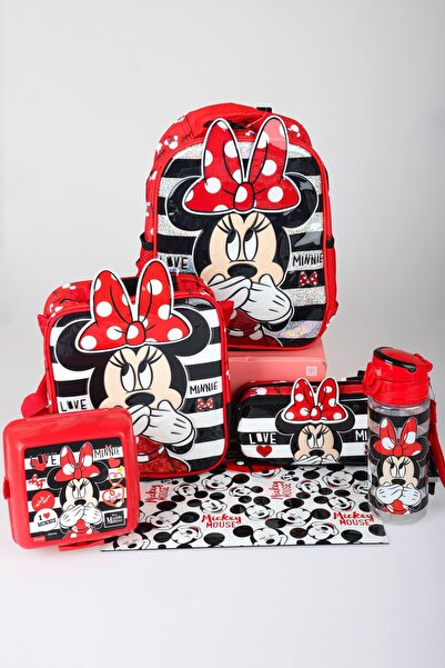 Minnie Mouse x Geantă pentru grădiniță, nutriție și creion, cu un singur comp...