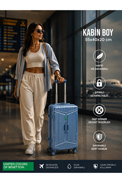 United Colors of Benetton Kabin Boy Valiz 14BNT8020 Sert Polipropilen Kırılma...