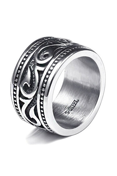 VeeShop Massive punk ring, wedding ring with Patterned