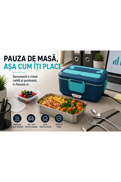 saraada Caserola Electrica Portabila 2.5L, 90W, Alimentare 220V + 12V/24V, In...