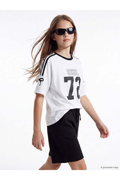 LC Waikiki Trendlucky Girls' T-Shirt with Bow and Seoul Print