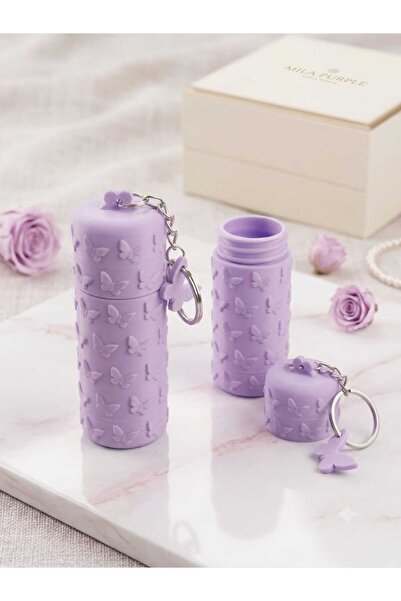 Genel Markalar Kelebek Desenli Mini Lip Balm Anahtarlık 3D Tasarım