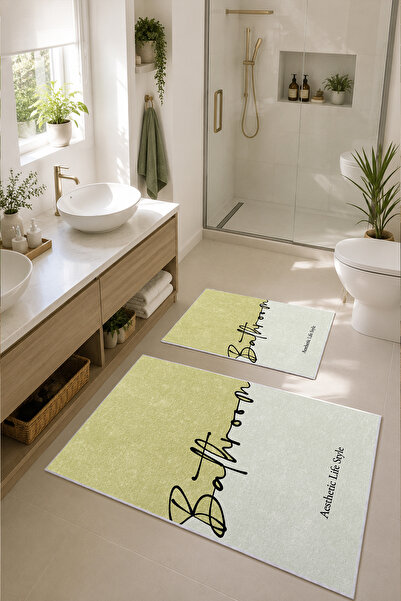 Coco Clementine Modern Kaymaz Tabanlı Banyo Paspası Dekoratif Makinede Yıkana...