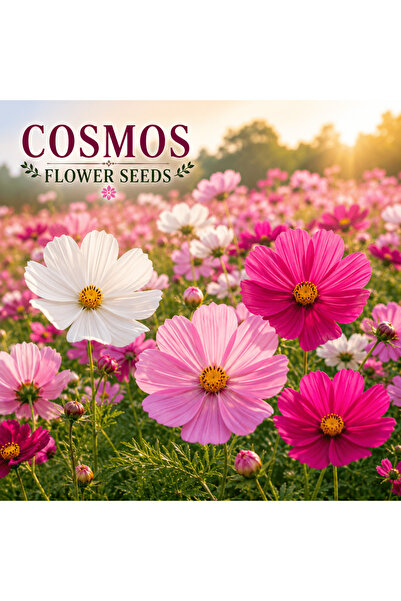 Bloom & Sow Seed بذور الكوزموس متعددة الألوان، زهور الكوزموس الوردية والبيضاء...