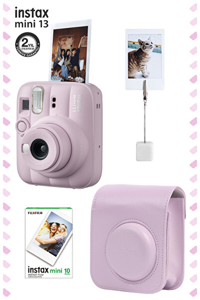 Fujifilm Instax Mini 13 Candy Pink Fotoğraf Makinesi Deri Çanta Kıskaç ve 10'...