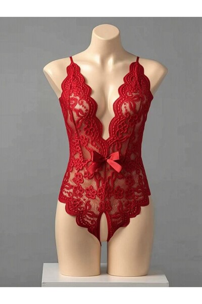 Sthxyfaith Women One Piece Lingerie Lace Bodysuit Deep V Teddy Mini sexy Negl...
