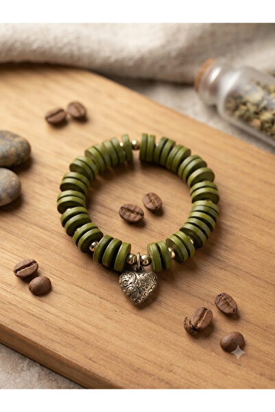 Mimoza Accessories سوار مرن بتفاصيل قلب أخضر