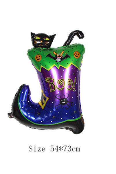 FTA TİCARET Halloween Black Cat Foil Balloon with Boots