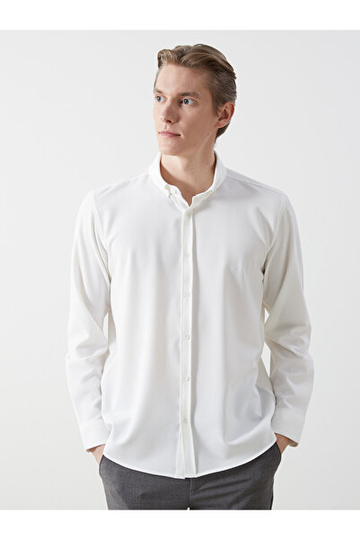 LC Waikiki Nevavm Slim Fit Long Sleeve Dobby Men's Shirt with Difference