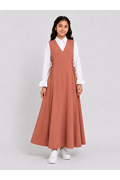 Generic Brand Primary School Uniform for Girls - Earthy Tones with White Shirt