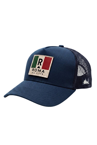 All citys Rome Flag Patch Detailed Mesh Trucker Baseball Cap