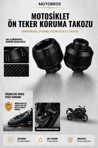 Motobros Motosiklet Aks Koruma Takozu Yamaha R25 Uyumlu Motosiklet Ön Teker T...