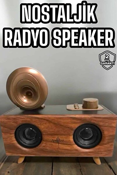 aymila store Bluetooth Hoparlör Ahşap Klasik Retro Gramofon Bluetooth Müzik Kutusu