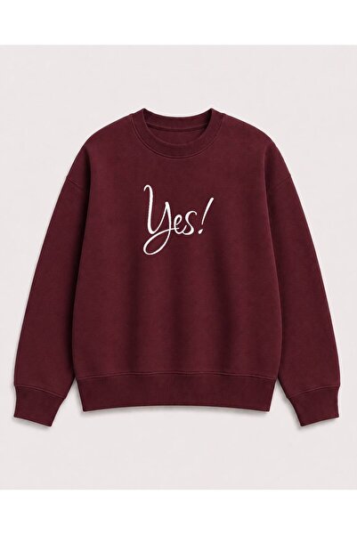 herkesemoda Yes Printed and Detailed Printed 2-Thread Crew Neck Sweatshirt