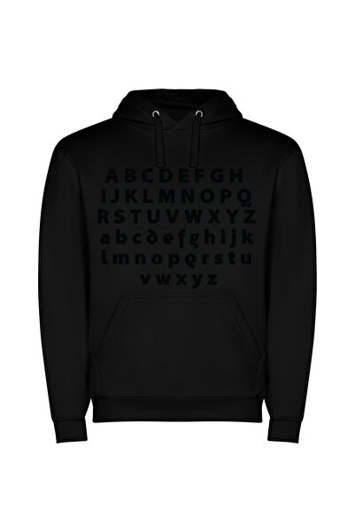 iLovePrints Bold Contrast Typography Showcase Φούτερ με κουκούλα σε χρώμα Μαύρο