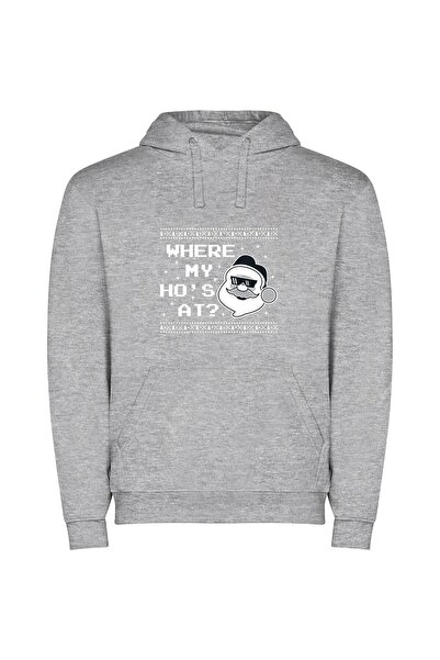 iLovePrints Frosty Beard Santa Φούτερ με κουκούλα σε χρώμα Γκρι