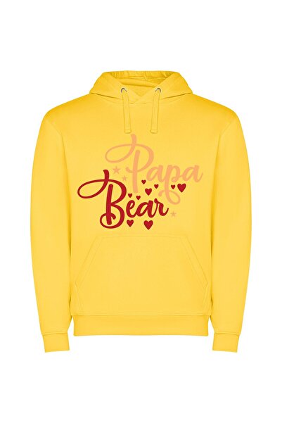 iLovePrints Adore Papa Bear Art Φούτερ με κουκούλα σε χρώμα Κίτρινο
