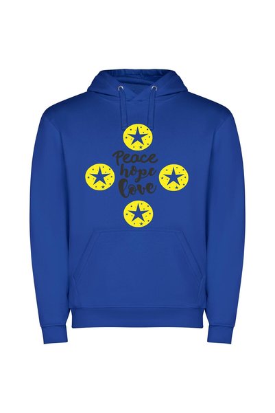 iLovePrints Celestial Peace and Love Φούτερ με κουκούλα σε χρώμα Μπλε
