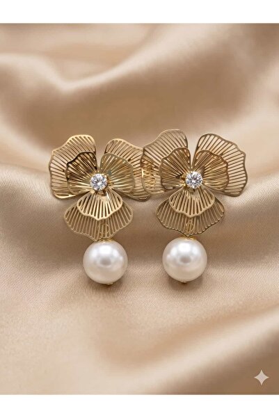 Çelik Modernist Interlock Shiny Metal Earrings