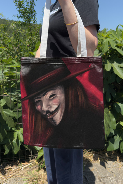 ZipZap حقيبة قماشية مطبوعة على الوجهين من V For Vendetta V1 للصيف والشتاء