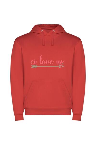 iLovePrints Cui's Love-Inspired Profile Φούτερ με κουκούλα σε χρώμα Κόκκινο
