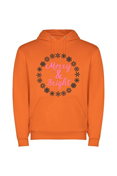 iLovePrints Snowflake Wonderland Φούτερ με κουκούλα σε χρώμα Πορτοκαλί