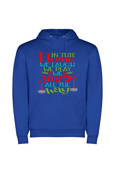iLovePrints Merry Home: Joyful Connections Φούτερ με κουκούλα σε χρώμα Μπλε