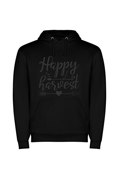 iLovePrints Harvest Blissful Black & White Φούτερ με κουκούλα σε χρώμα Μαύρο