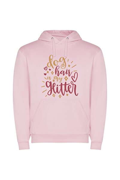iLovePrints Glamorous Glitter Hair Φούτερ με κουκούλα σε χρώμα Ροζ
