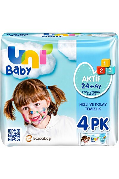 Uni Baby مناديل مبللة 52 ورقة أكتيف (محتوى العبوة 4 قطع)
