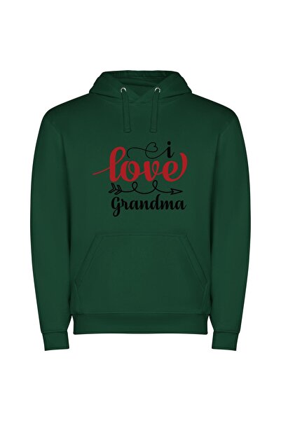 iLovePrints Love for Grandma's Letters Φούτερ με κουκούλα σε χρώμα Πράσινο