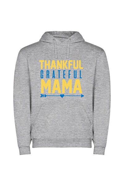 iLovePrints Mama's Grateful Sign Φούτερ με κουκούλα σε χρώμα Γκρι