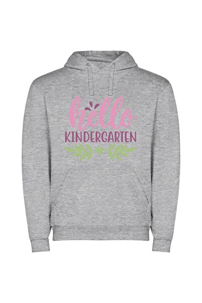 iLovePrints Kind Greetings for Kids Φούτερ με κουκούλα σε χρώμα Γκρι