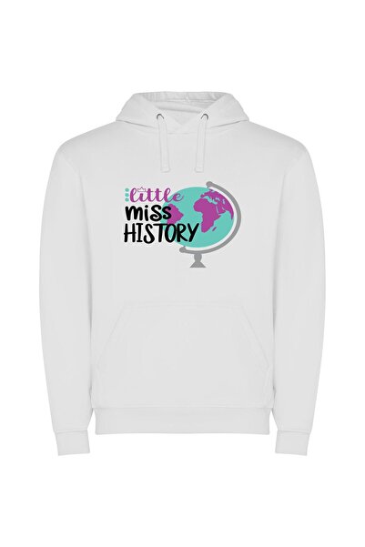 iLovePrints Miss History's Mini Globe Φούτερ με κουκούλα σε χρώμα Λευκό