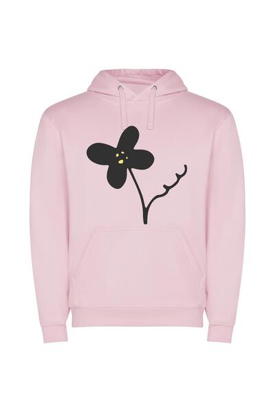 iLovePrints Pure Noir Blossom Φούτερ με κουκούλα σε χρώμα Ροζ