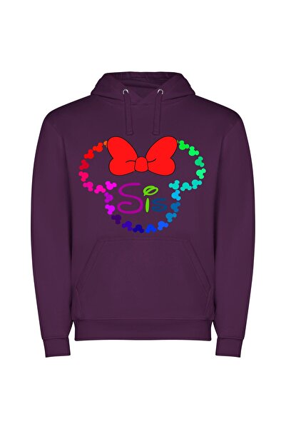 iLovePrints Disney-inspired Bow Art Φούτερ με κουκούλα σε χρώμα Μωβ