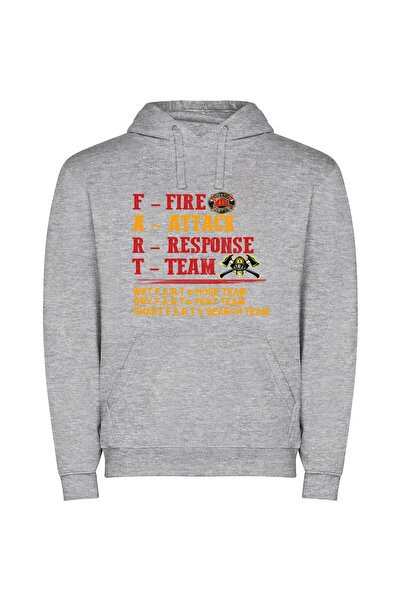 iLovePrints Flaming Response Team Shirt Φούτερ με κουκούλα σε χρώμα Γκρι