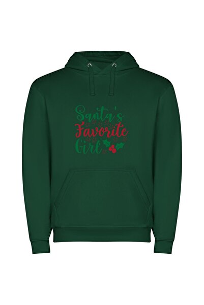 iLovePrints Merry Santa's Favorite Girls Φούτερ με κουκούλα σε χρώμα Πράσινο