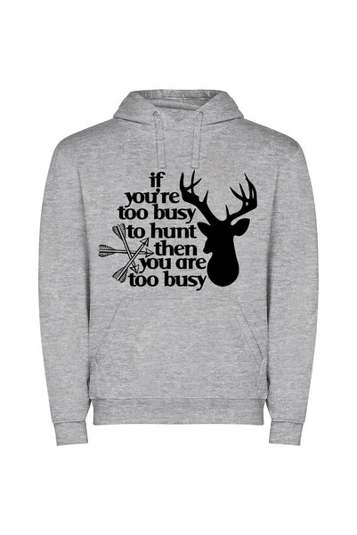 iLovePrints Busy Trophy Hunting Time Φούτερ με κουκούλα σε χρώμα Γκρι