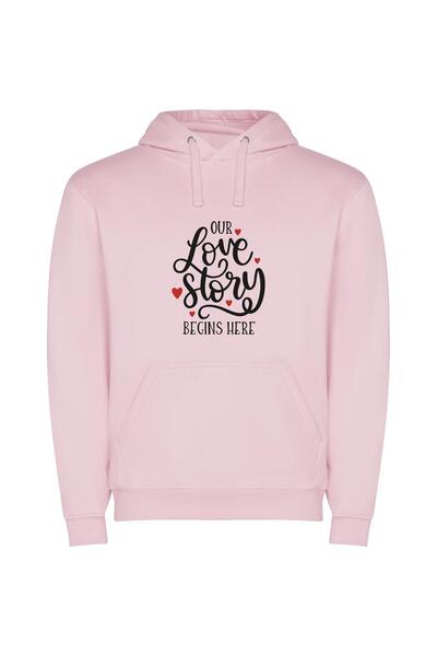 iLovePrints Love's Life Story Commences Φούτερ με κουκούλα σε χρώμα Ροζ